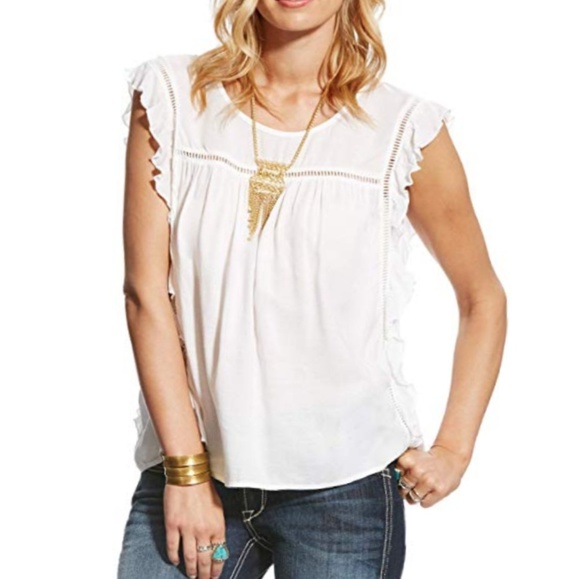Ariat Tops - Ariat rayon dobby ruffle blouse